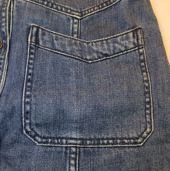 Free People Come A Little Closer Denim Skirt Front Button with Chevron Pockets - Picture 9 of 16